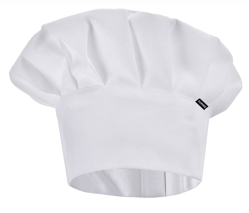 ESHATO Kids Chef Hat, Poly-Cotton Kitchen Cooking Cap for Children White - Image 1